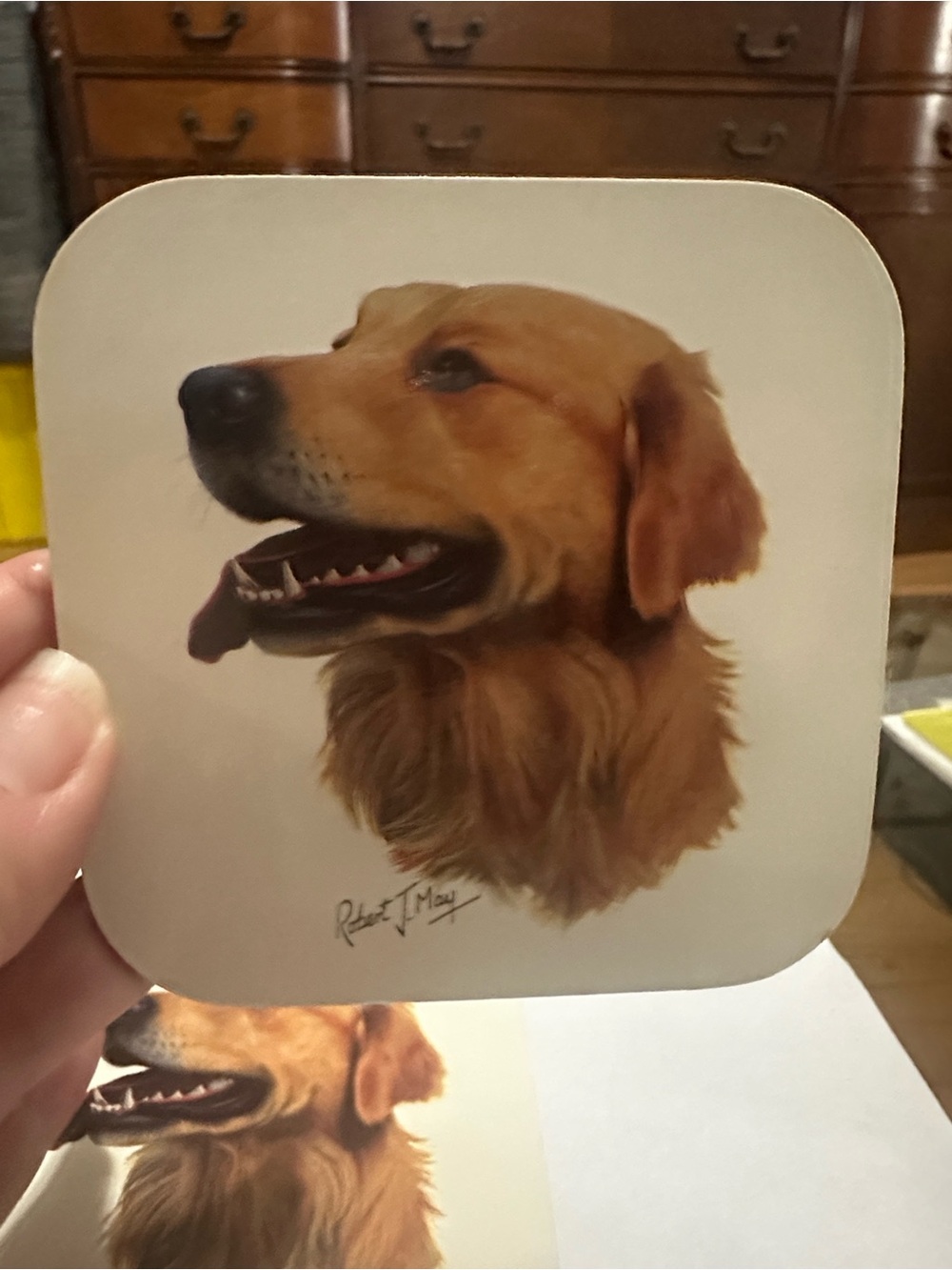 Dog Coasters Set with Golden Retriever Artwork - Robert J. May